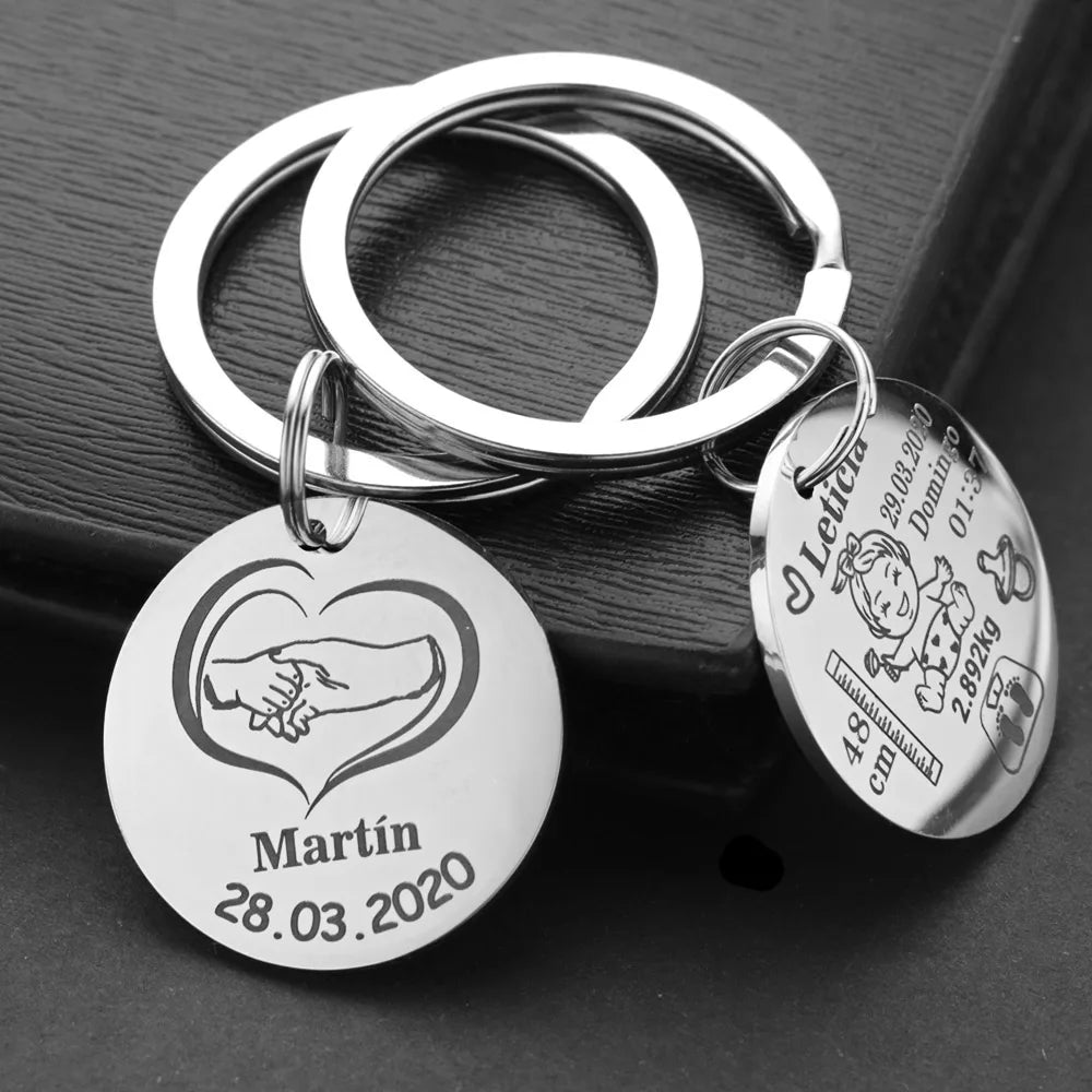 Porte-clés naissance personnalisé – Prénom, date, poids et taille de bébé