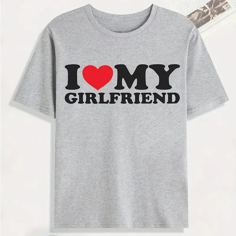 T-shirt couple “I Love My Girlfriend” – Cadeau Saint-Valentin et anniversaire