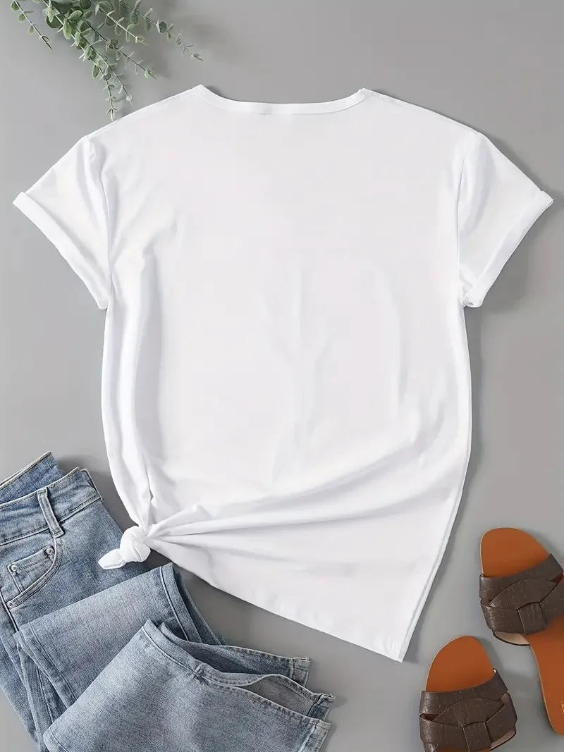 T-shirt femme "Super Mom", "Super maman" imprimé cartoon – Top casual manches courtes