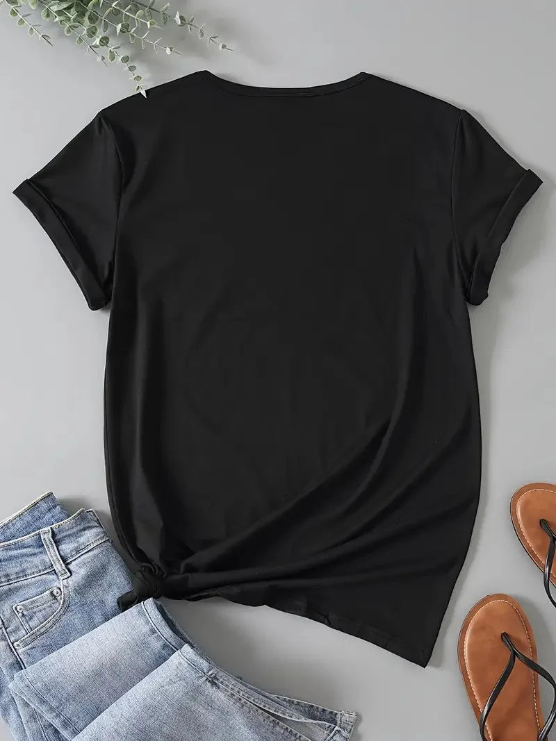 T-shirt femme "Super Mom", "Super maman" imprimé cartoon – Top casual manches courtes