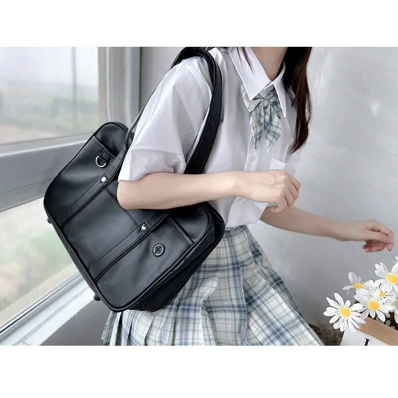 Japanese Casual PU Shoulder Bag Junior High School Students School Bag Handbag Anime Uniform Bag Tote Bags for Women Bolsos