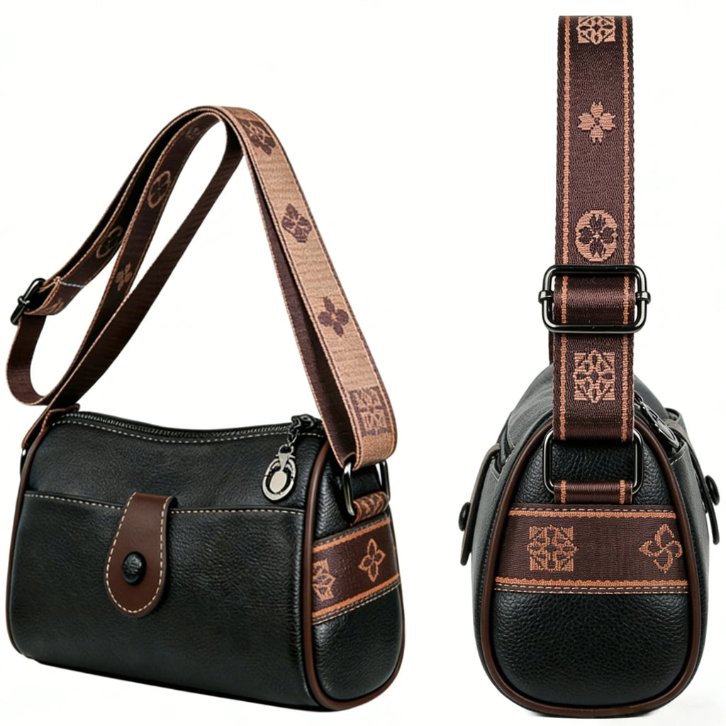Sac bandoulière femme noir en éco-cuir – Petit sac messager urbain
