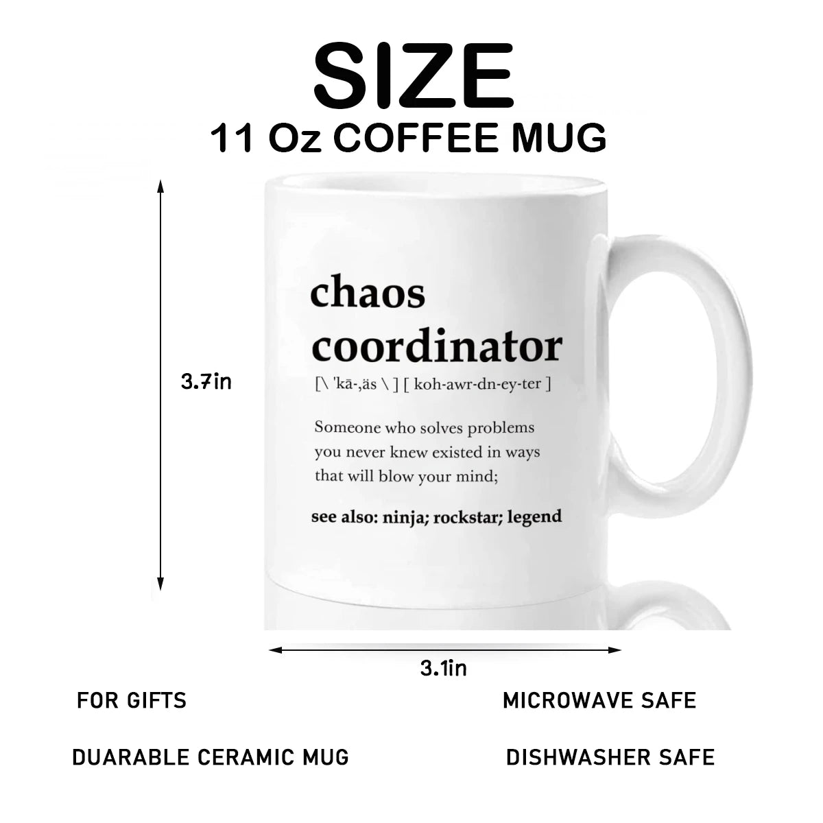 Tasse Mug drôle “Chaos Coordinator” – Cadeau collègue, boss ou anniversaire