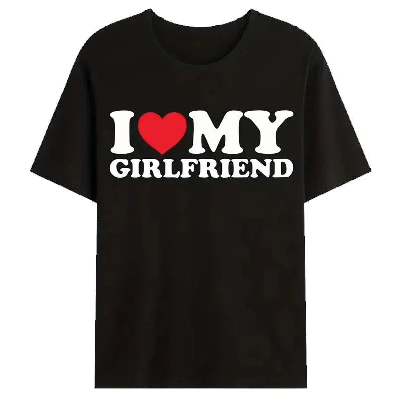 T-shirt couple “I Love My Girlfriend” – Cadeau Saint-Valentin et anniversaire