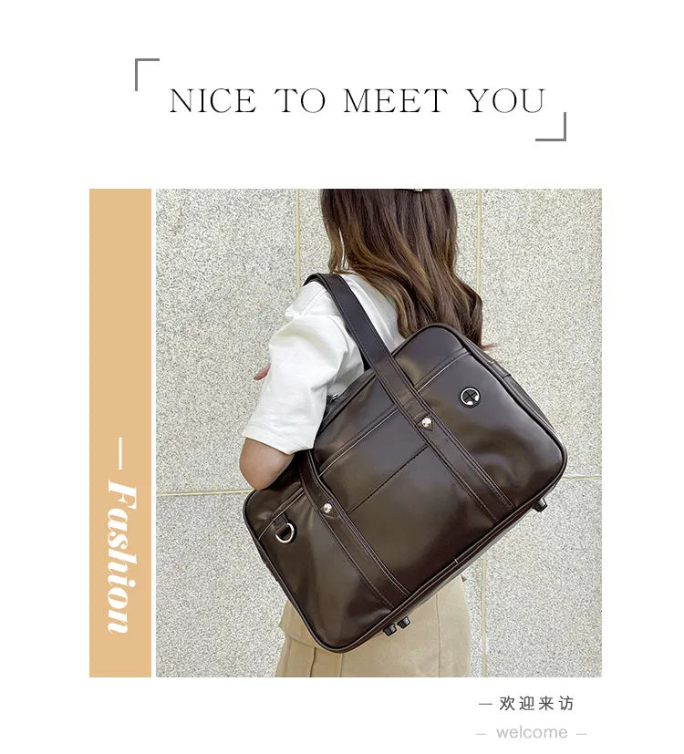 Japanese Casual PU Shoulder Bag Junior High School Students School Bag Handbag Anime Uniform Bag Tote Bags for Women Bolsos