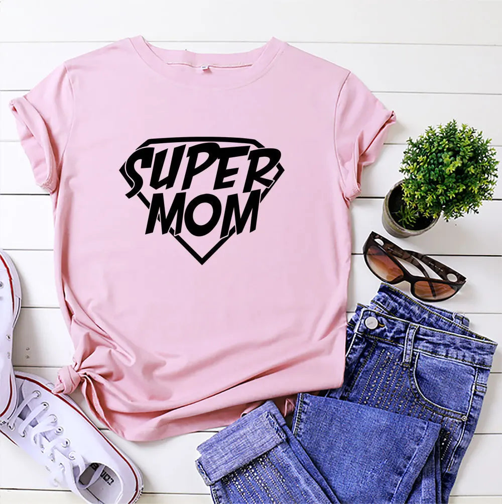 T-shirt maman “Super Mom” , "Super Maman" – Cadeau fête des mères et anniversaire