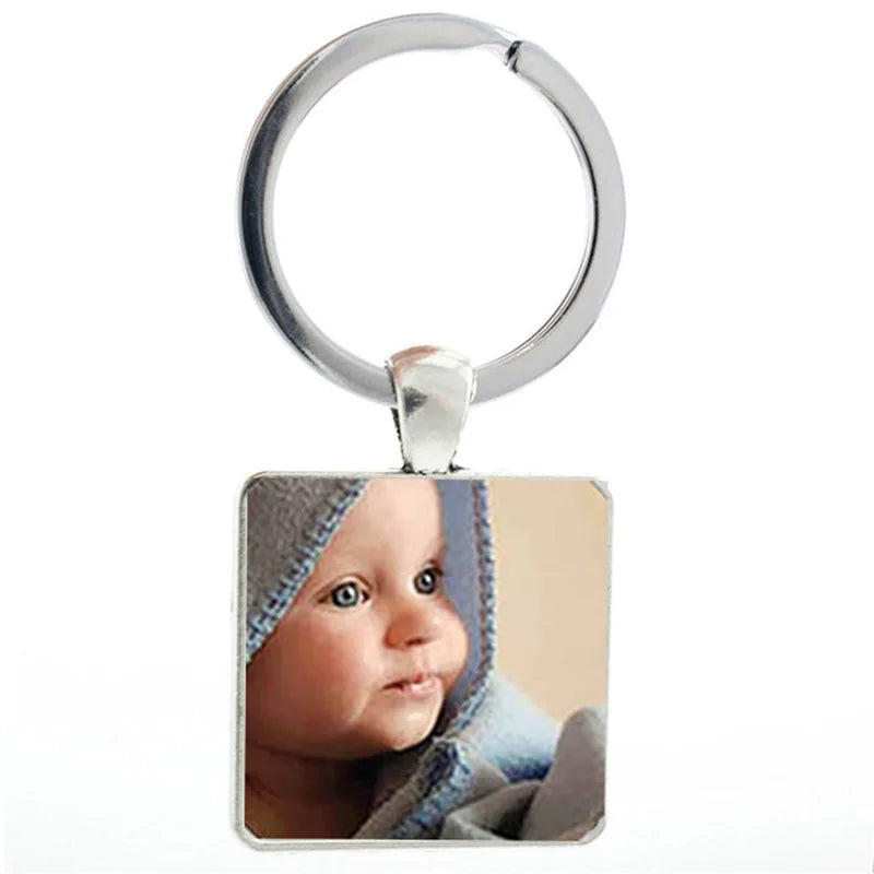 Porte-clés personnalisé carré avec photo – Cadeau famille, parents et grands-parents