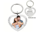 Porte-clés cœur personnalisé avec photo gravée recto-verso – Cadeau couple et famille