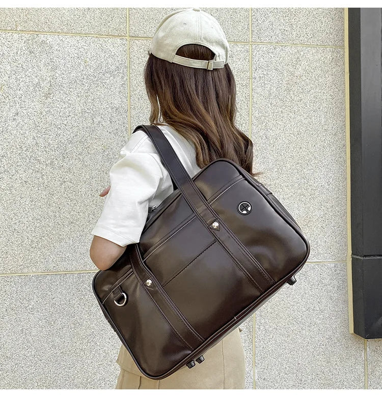 Japanese Casual PU Shoulder Bag Junior High School Students School Bag Handbag Anime Uniform Bag Tote Bags for Women Bolsos