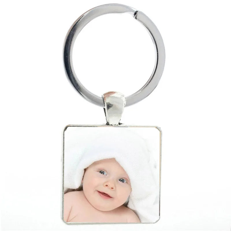 Porte-clés personnalisé carré avec photo – Cadeau famille, parents et grands-parents