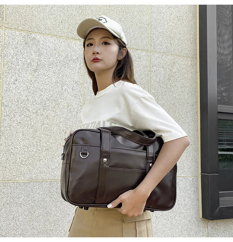 Japanese Casual PU Shoulder Bag Junior High School Students School Bag Handbag Anime Uniform Bag Tote Bags for Women Bolsos