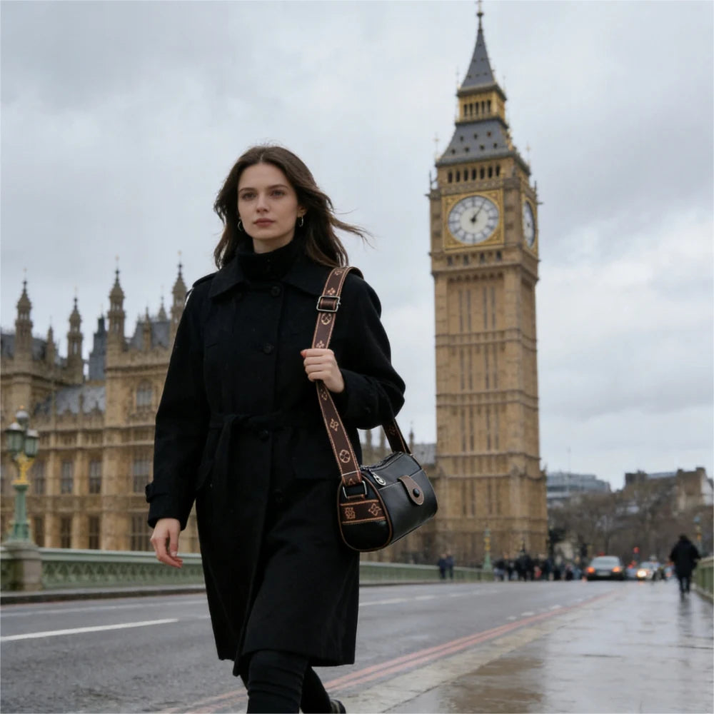 Sac bandoulière femme noir en éco-cuir – Petit sac messager urbain