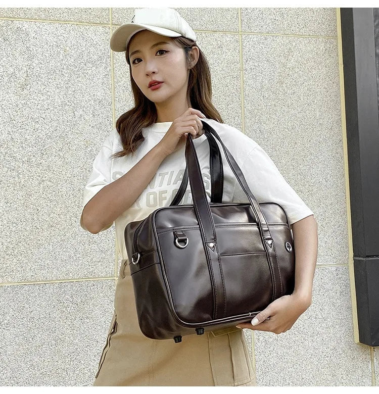 Japanese Casual PU Shoulder Bag Junior High School Students School Bag Handbag Anime Uniform Bag Tote Bags for Women Bolsos