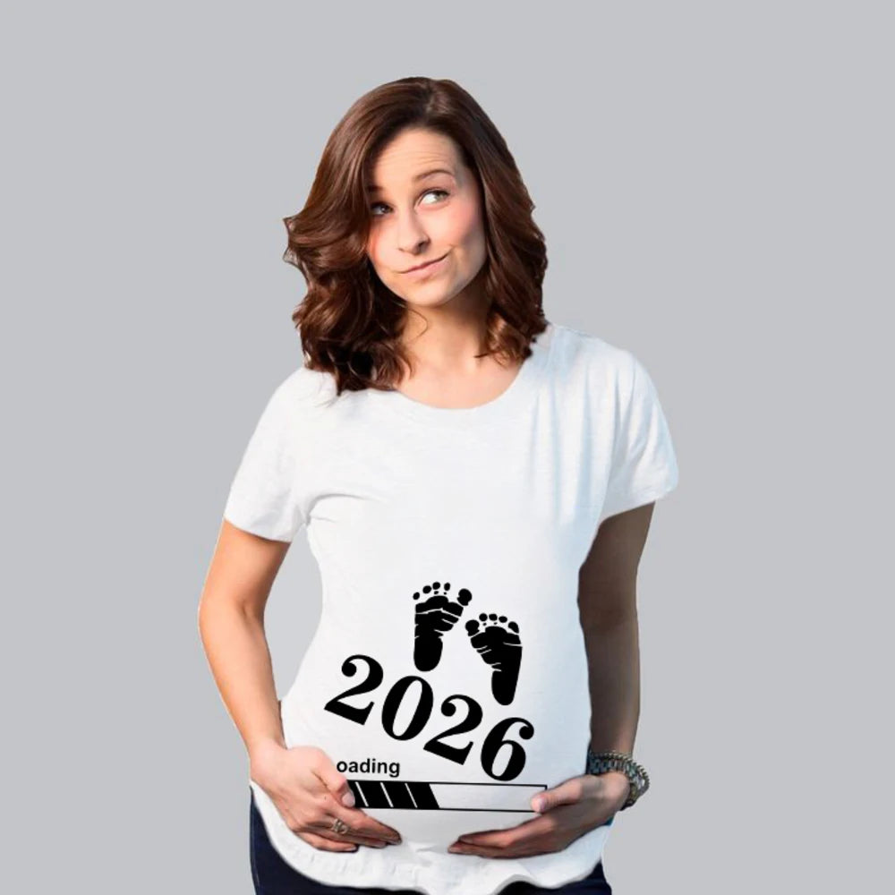 T-shirt grossesse “Baby Loading 2026” – Annonce grossesse future maman
