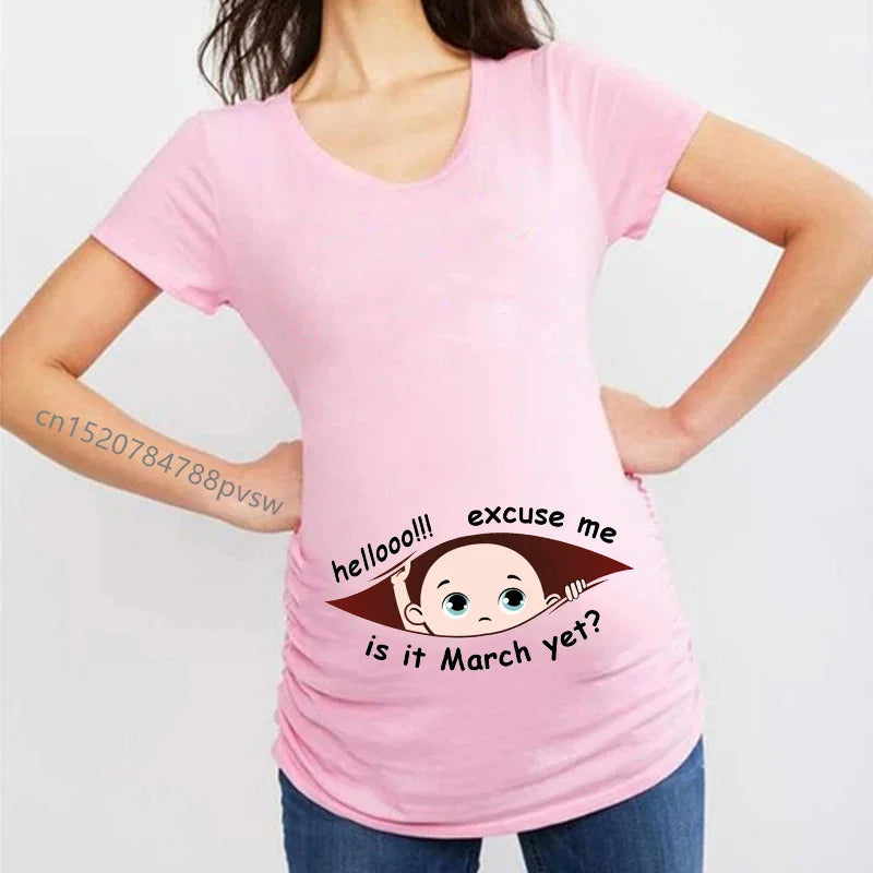 T-shirt grossesse drôle “Hellooo… Excuse Me, Is It January–December?” – Annonce grossesse